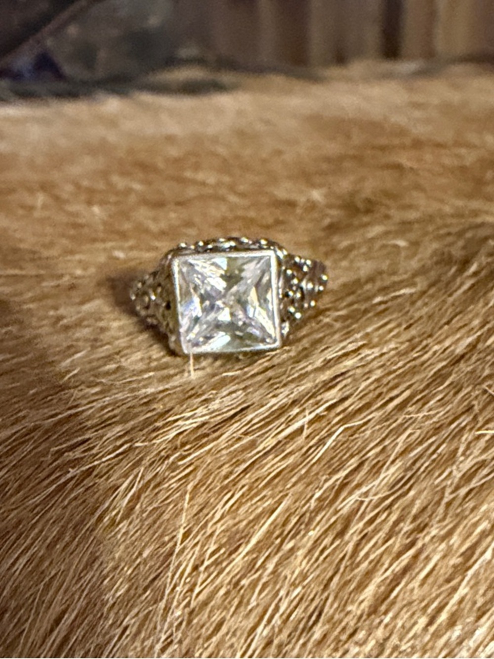 Montana silversmith Square-Cut Clear Stone Ring